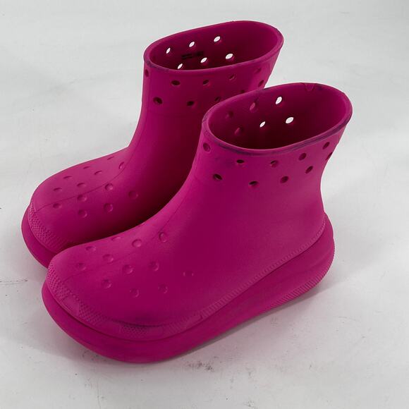 Crocs Crush Rain Boots 6 Pink Ankle Booties Slip on Comfort Glam - Picture 7 of 8